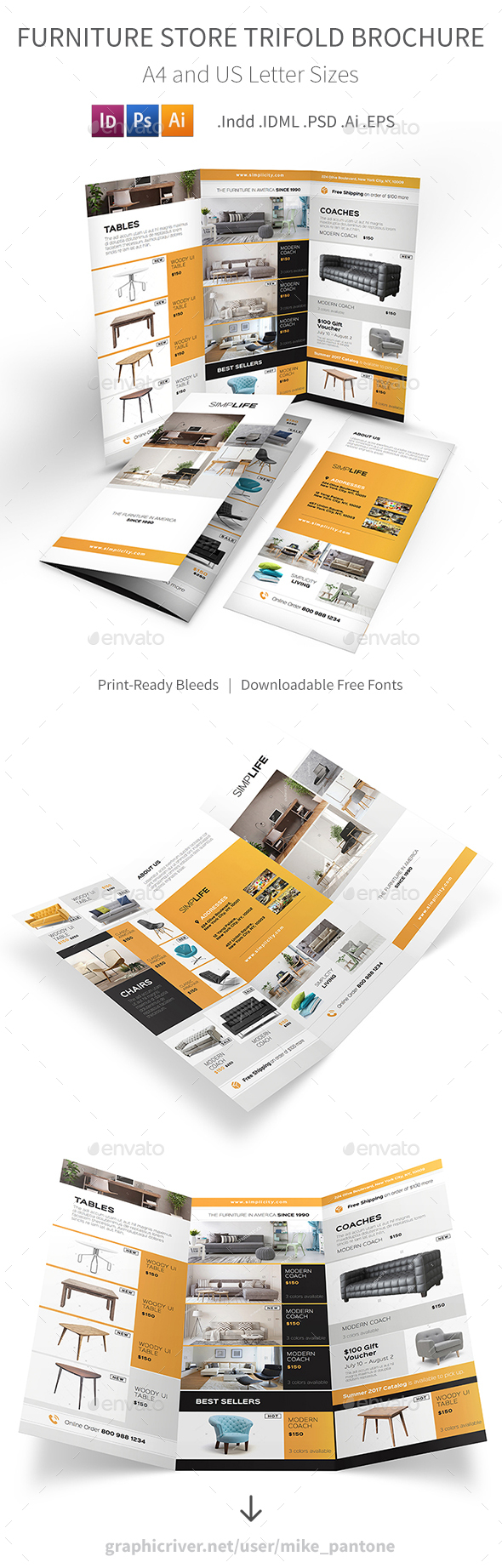 Furniture Store Trifold Brochure 3 by Mike_pantone GraphicRiver
